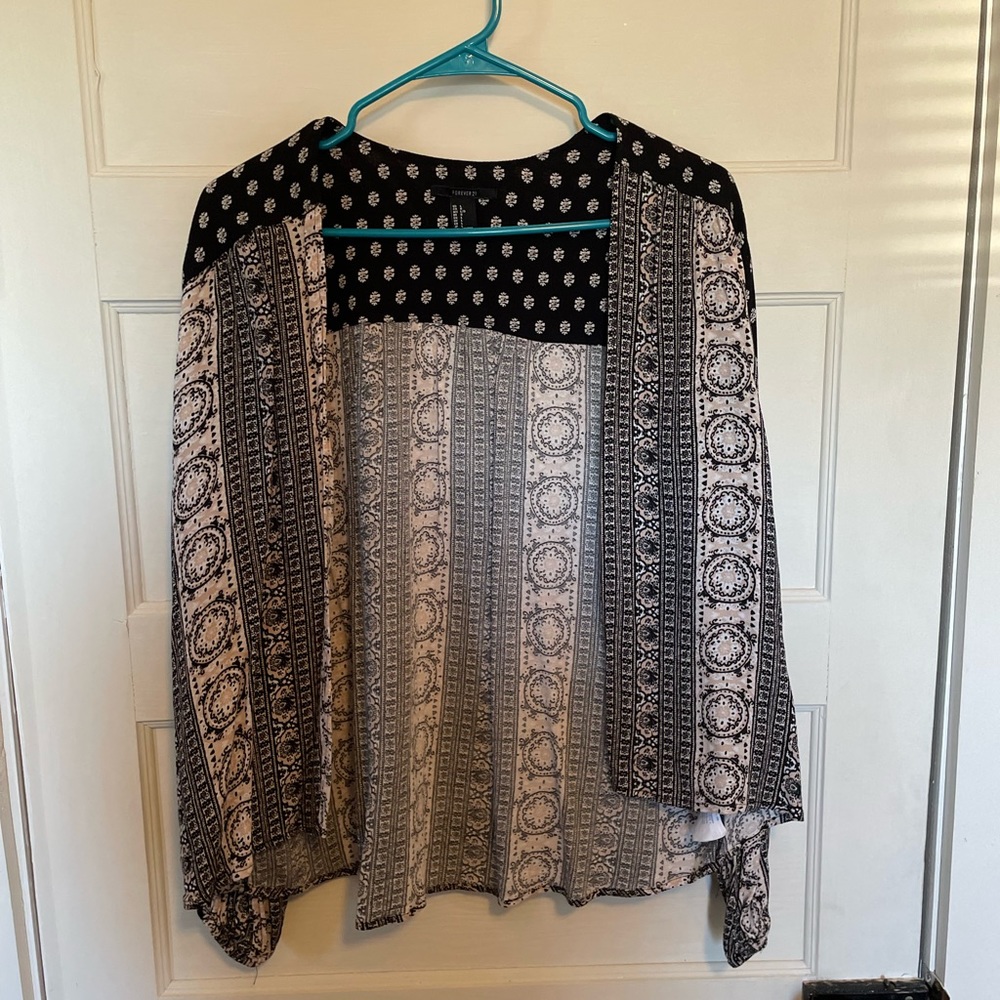 Free with purchase! Forever 21 long sleeve black, tan, cream, bohemian kimono